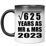 25th Anniversary Square Root of 625 Years As Mr & Mrs 2023 - 11oz Color Changing Mug