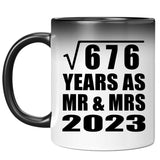 26th Anniversary Square Root of 676 Years As Mr & Mrs 2023 - 11oz Color Changing Mug