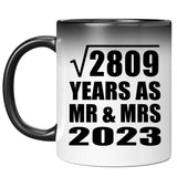 53rd Anniversary Square Root of 2809 Years As Mr & Mrs 2023 - 11oz Color Changing Mug