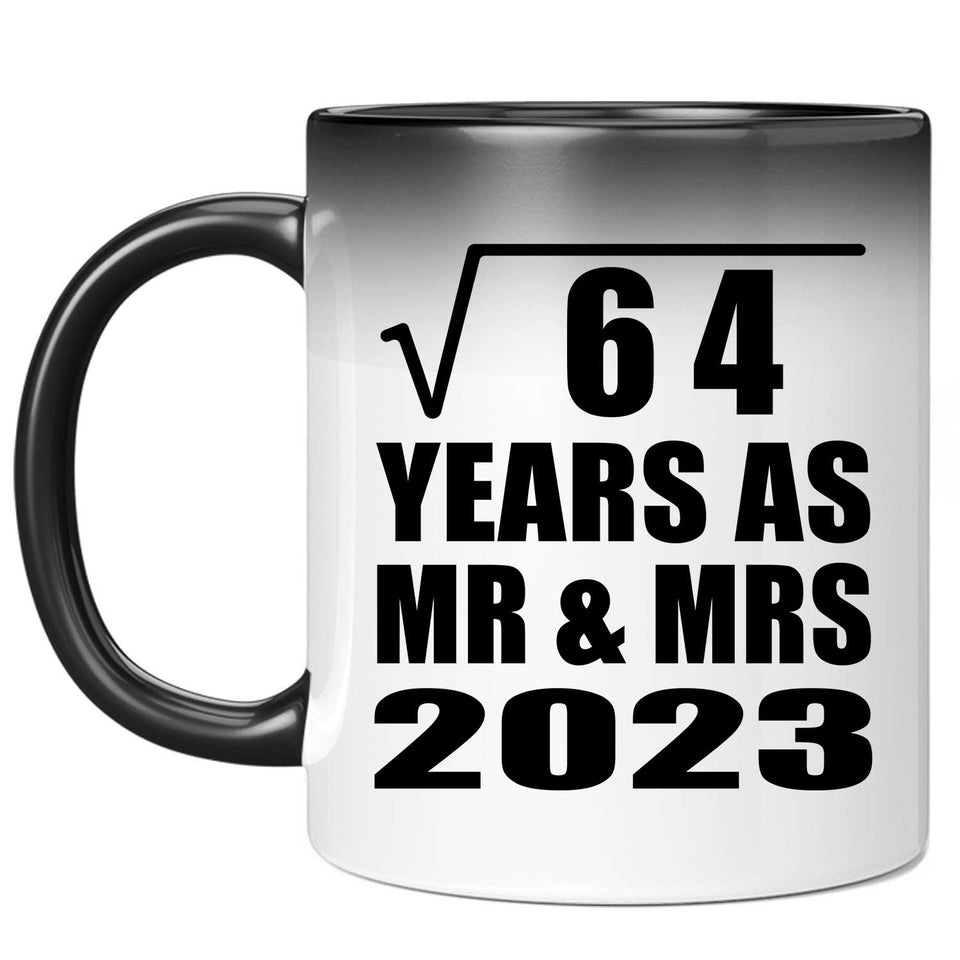 8th Anniversary Square Root of 64 Years As Mr & Mrs 2023 - 11oz Color Changing Mug