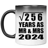 16th Anniversary Square Root of 256 Years As Mr & Mrs 2024 - 11oz Color Changing Mug