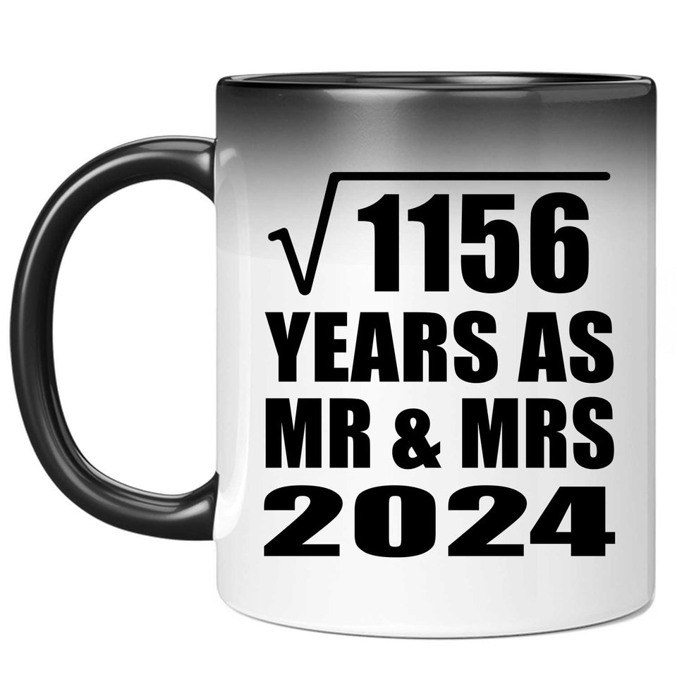 34th Anniversary Square Root of 1156 Years As Mr & Mrs 2024 - 11oz Color Changing Mug
