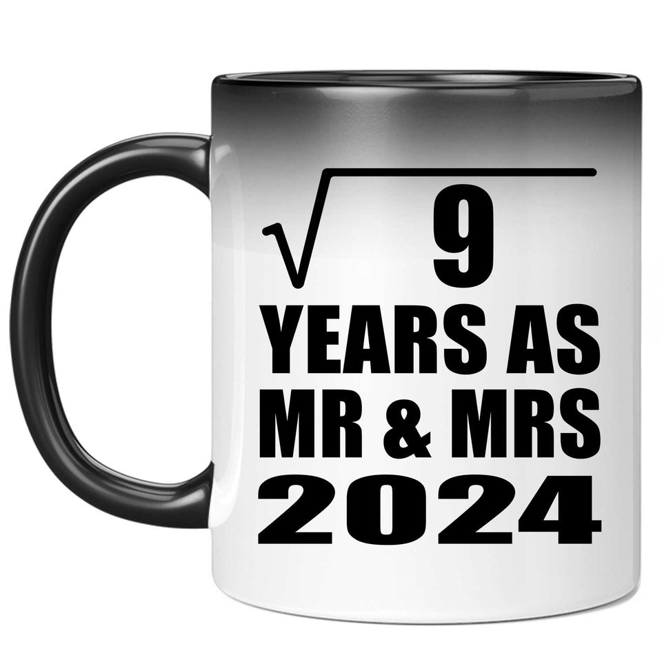 3rd Anniversary Square Root of 9 Years As Mr & Mrs 2024 - 11oz Color Changing Mug