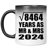 92nd Anniversary Square Root of 8464 Years As Mr & Mrs 2024 - 11oz Color Changing Mug