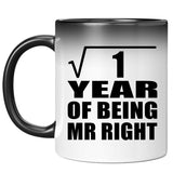 1st Anniversary Square Root of 1 Year of Being Mr Right - 11oz Color Changing Mug