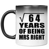 8th Anniversary Square Root of 64 Years of Being Mrs Right - 11oz Color Changing Mug