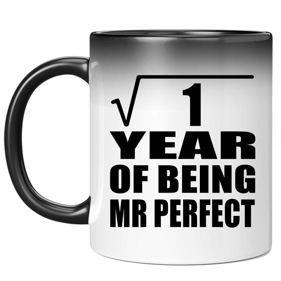1st Anniversary Square Root of 1 Year of Mr Perfect - 11oz Color Changing Mug