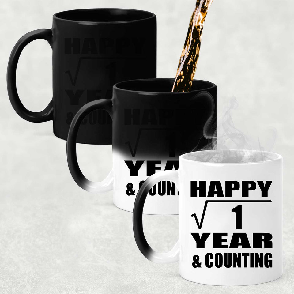 Happy 1st Anniversary Square Root of 1 Year & Counting - 11oz Color Changing Mug