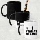 1st Anniversary Square Root of 1 Year As Mr & Mrs - 11oz Color Changing Mug