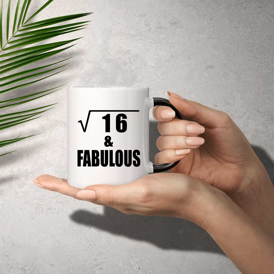 4th Birthday Square Root of 16 & Fabulous - 11oz Color Changing Mug