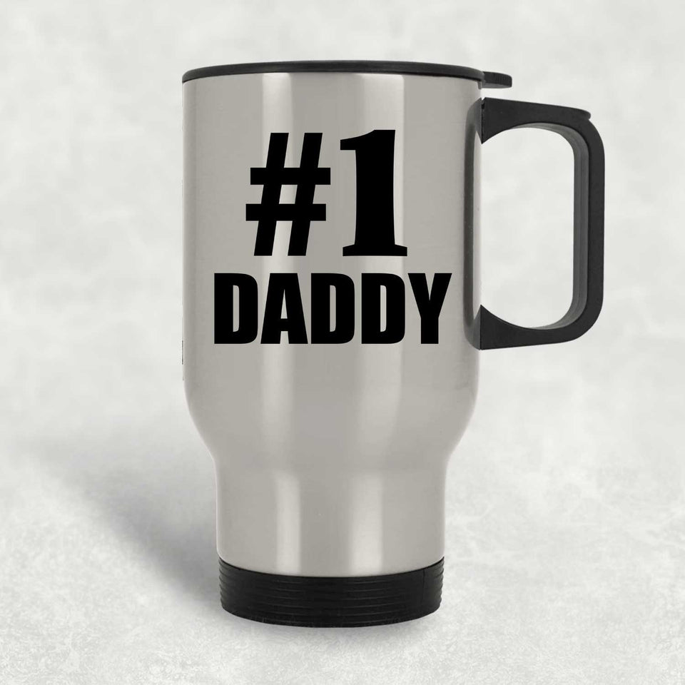 Number One #1 Daddy - Silver Travel Mug