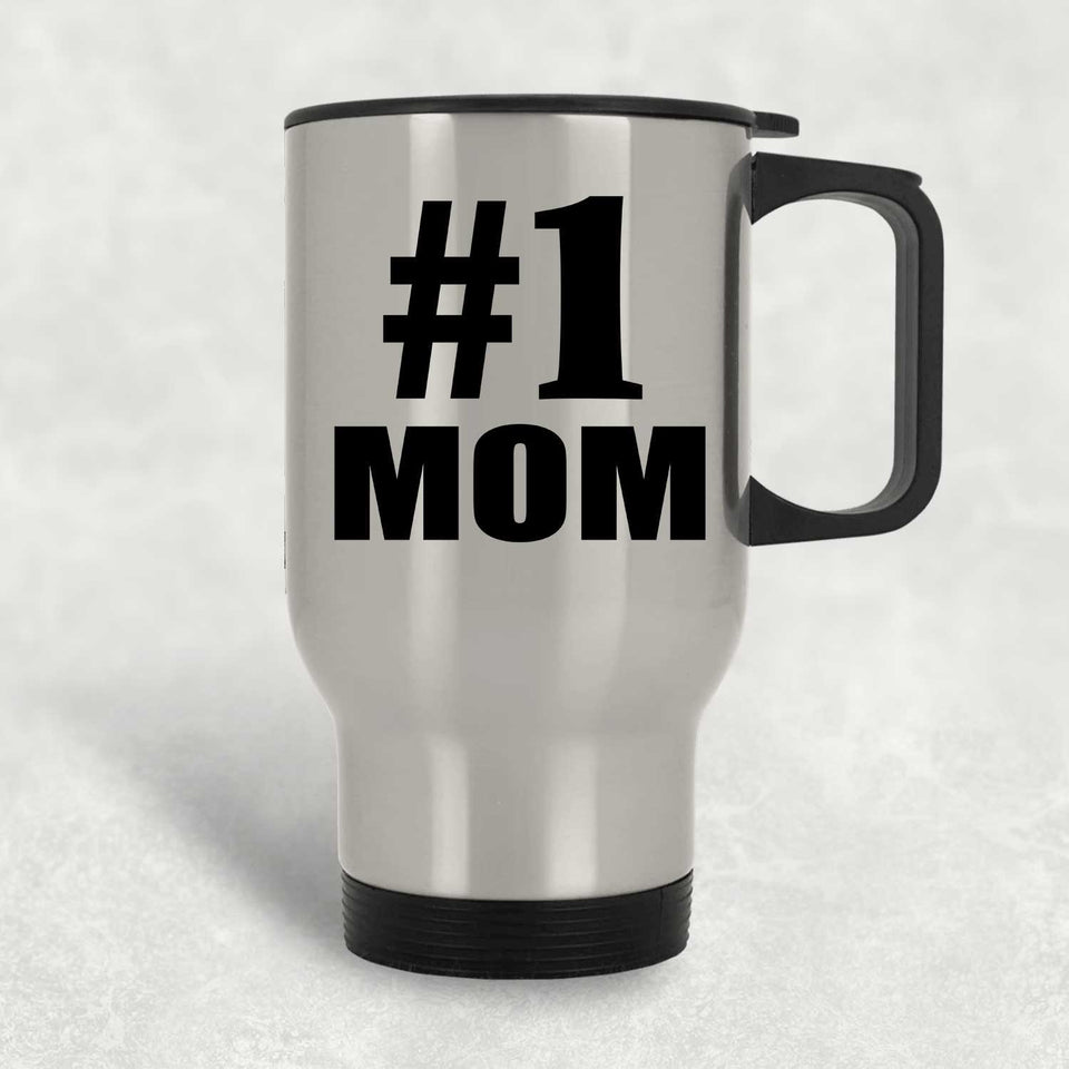 Number One #1 Mom - Silver Travel Mug