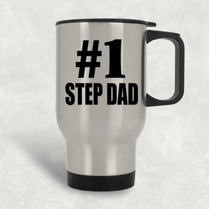 Number One #1 Step Dad - Silver Travel Mug
