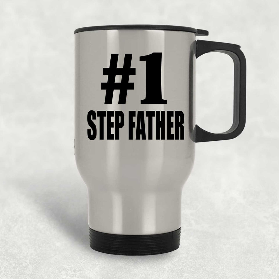 Number One #1 Step Father - Silver Travel Mug