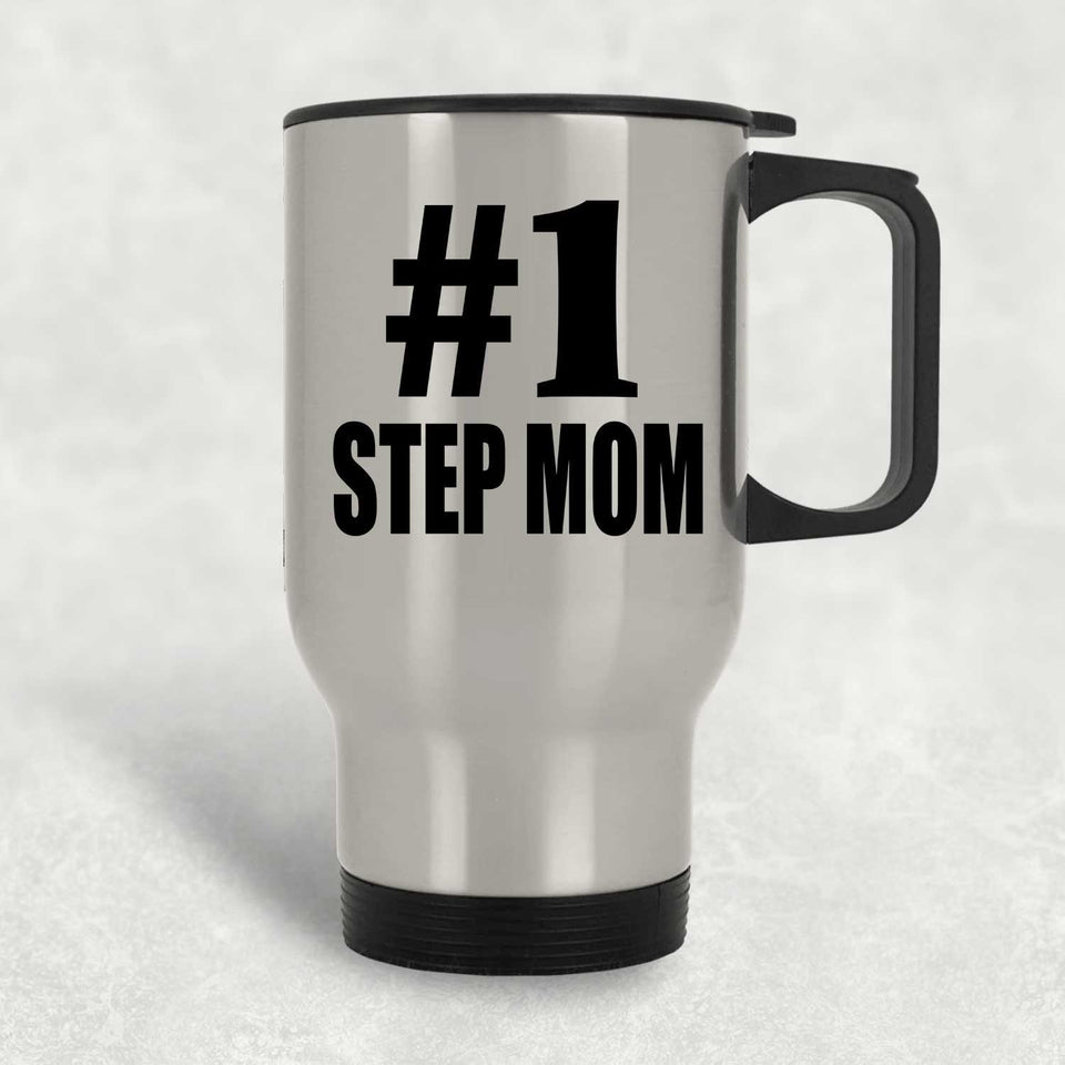 Number One #1 Step Mom - Silver Travel Mug