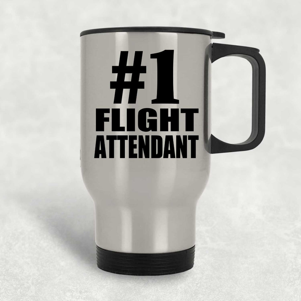 Number One #1 Flight Attendant - Silver Travel Mug