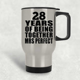 28th Anniversary 28 Years Of Being Mrs Perfect - Silver Travel Mug