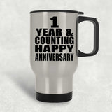 Happy 1st Anniversary 1 Year & Counting - Silver Travel Mug