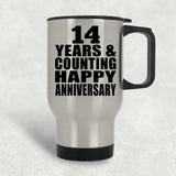 Happy 14th Anniversary 14 Years & Counting - Silver Travel Mug
