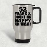 Happy 52nd Anniversary 52 Years & Counting - Silver Travel Mug