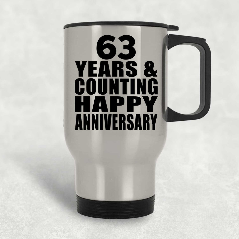 Happy 63rd Anniversary 63 Years & Counting - Silver Travel Mug