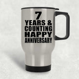 Happy 7th Anniversary 7 Years & Counting - Silver Travel Mug