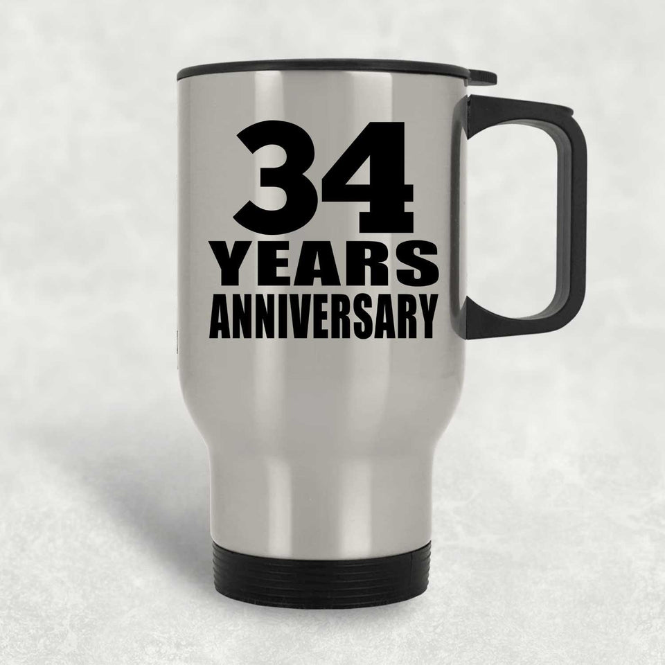 34th Anniversary 34 Years - Silver Travel Mug