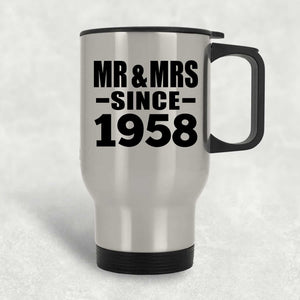 66th Anniversary Mr & Mrs Since 1958 - Silver Travel Mug