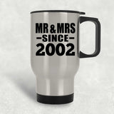22nd Anniversary Mr & Mrs Since 2002 - Silver Travel Mug