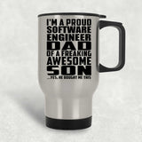 Proud Software Engineer Dad Of Awesome Son - Silver Travel Mug