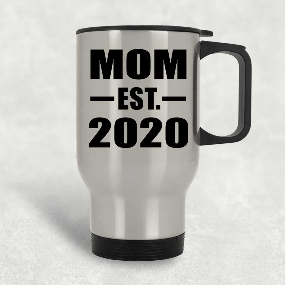 Mom Established EST. 2020 - Silver Travel Mug