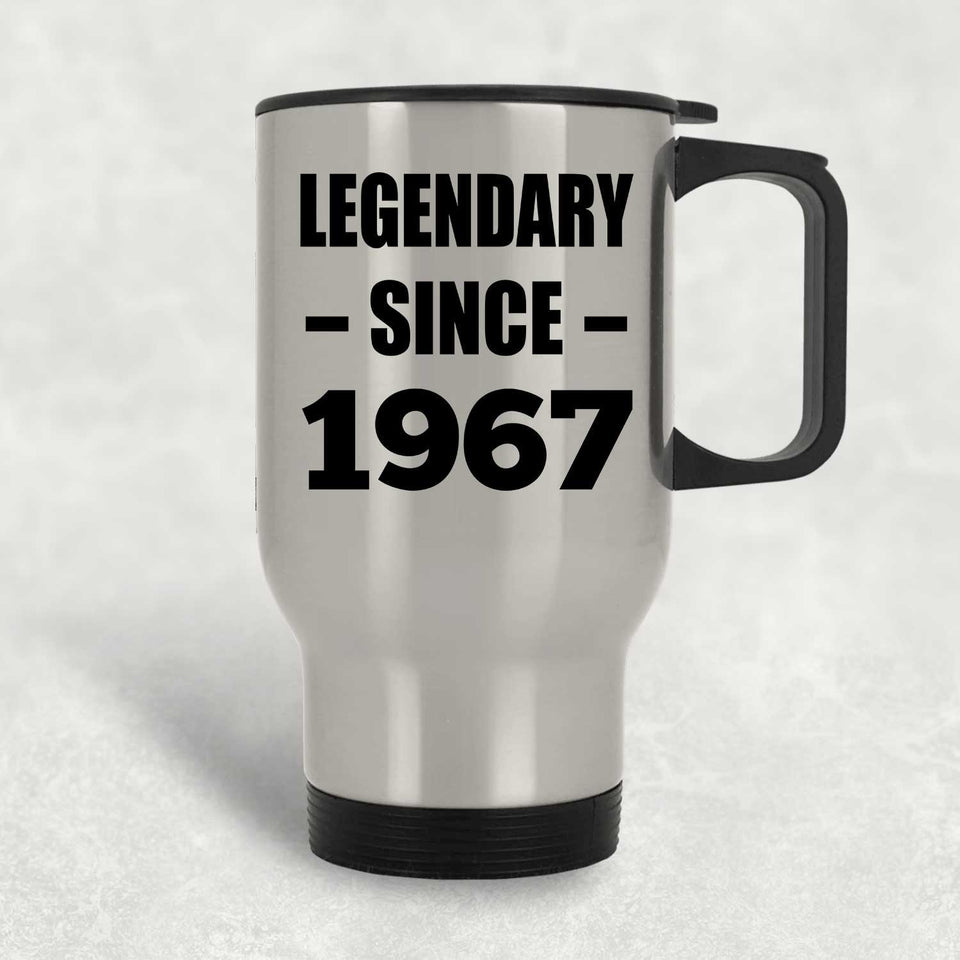 57th Birthday Legendary Since 1967 - Silver Travel Mug