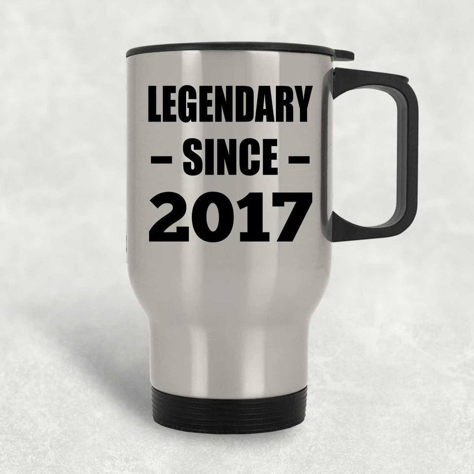 7th Birthday Legendary Since 2017 - Silver Travel Mug