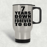 7th Anniversary 7 Years Down Forever to Go - Silver Travel Mug