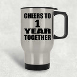 1st Anniversary Cheers To 1 Year Together - Silver Travel Mug