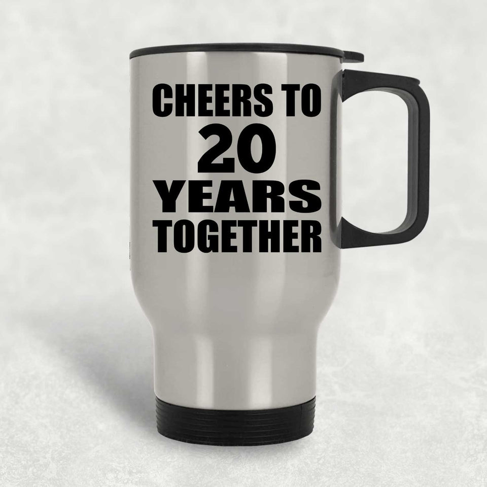 20th Anniversary Cheers To 20 Years Together - Silver Travel Mug