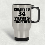 34th Anniversary Cheers To 34 Years Together - Silver Travel Mug