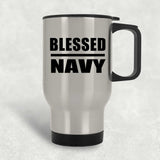 Blessed Navy - Silver Travel Mug