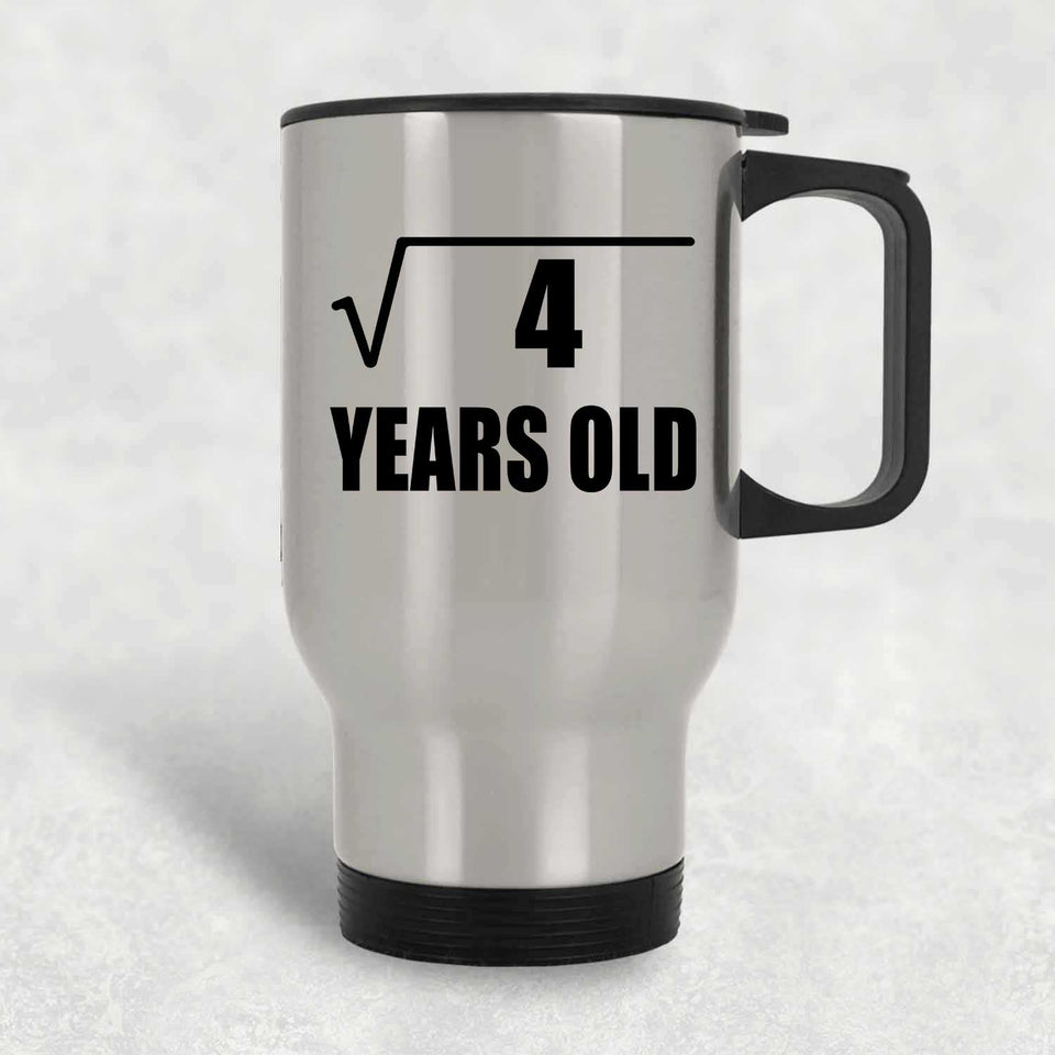 2nd Birthday Square Root of 4 Years Old - Silver Travel Mug