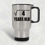 2nd Birthday Square Root of 4 Years Old - Silver Travel Mug