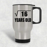 4th Birthday Square Root of 16 Years Old - Silver Travel Mug