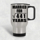 21st Anniversary Married For Square Root of 441 Years - Silver Travel Mug