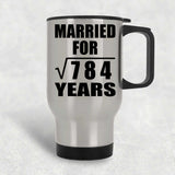 28th Anniversary Married For Square Root of 784 Years - Silver Travel Mug