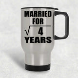 2nd Anniversary Married For Square Root of 4 Years - Silver Travel Mug