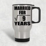 3rd Anniversary Married For Square Root of 9 Years - Silver Travel Mug