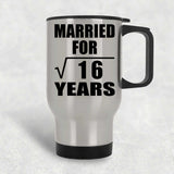 4th Anniversary Married For Square Root of 16 Years - Silver Travel Mug