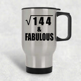 12th Birthday Square Root of 144 & Fabulous - Silver Travel Mug