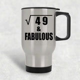 7th Birthday Square Root of 49 & Fabulous - Silver Travel Mug