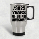 55th Birthday Square Root of 3025 Years of Being Awesome - Silver Travel Mug