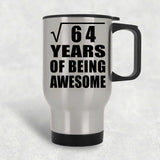 8th Birthday Square Root of 64 Years of Being Awesome - Silver Travel Mug